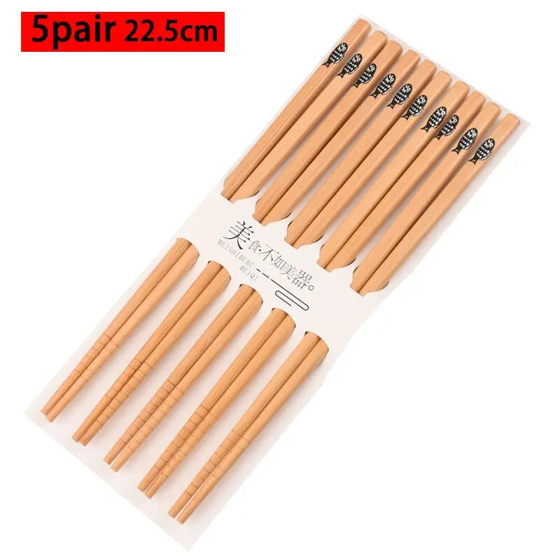 Conjunto reutilizável de 5 pares de bambu artesanal estilo japonês pauzinhos de madeira natural comida de sushi flor de gato multicores pauzinhos de madeira 239267114