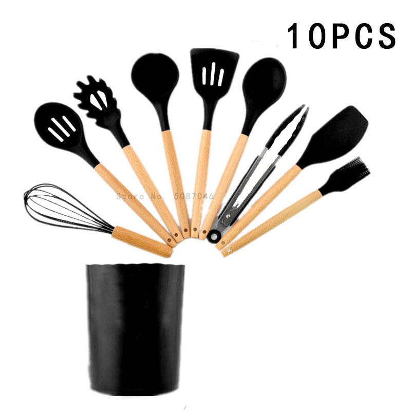 Utensílios de cozinha de silicone Utensílios de cozinha resistentes ao calor Utensílios de cozinha antiaderentes Utensílios de cozinha com caixa de armazenamento 239052926