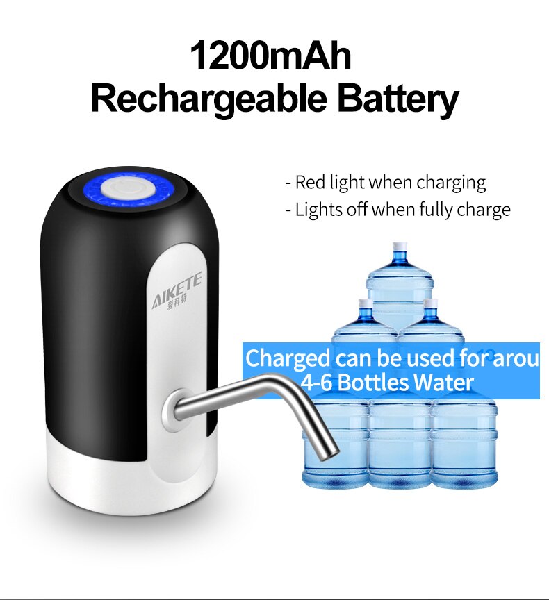 Bomba de água com dispensador de garrafa de ovo elétrico com carregador USB automático 19/12/70/litro 253430025