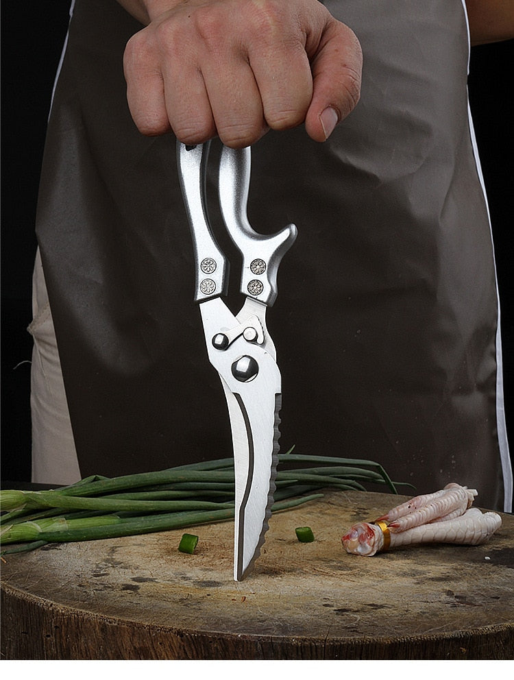 Tesoura de Cozinha Corta Osso de Galinha Frango Pato Cortador de peixe Tesoura de Aço Inoxidável 238569943
