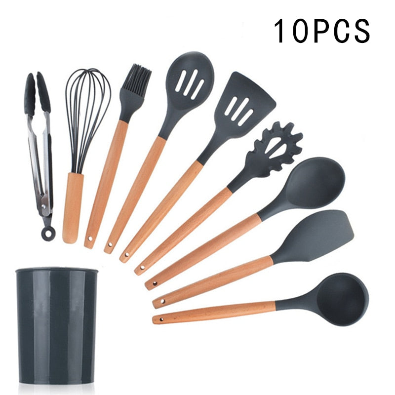 Utensílios de cozinha de silicone Utensílios de cozinha resistentes ao calor Utensílios de cozinha antiaderentes Utensílios de cozinha com caixa de armazenamento 239052926