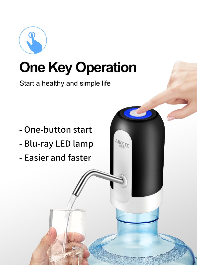 Bomba de água com dispensador de garrafa de ovo elétrico com carregador USB automático 19/12/70/litro 253430025