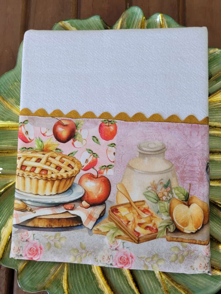 Pano de Prato Cozinha Elegante Algodão Branco com Detalhes Mesa de Café CozinhaElegante.com.br
