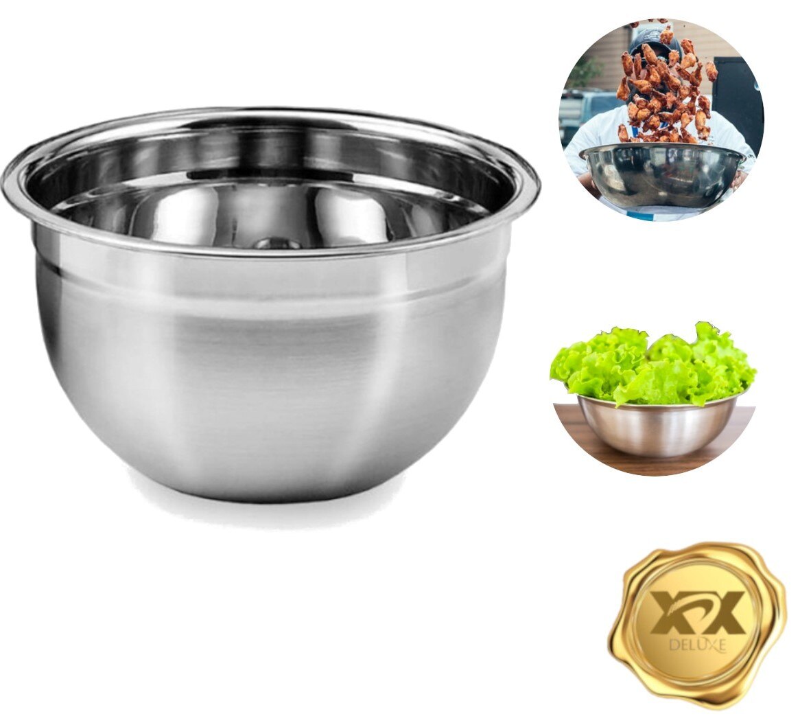 Kit Saladeira Bacia Tigela Tigela Aço Inox para Misturas Bolos Saladas 5 Peças 3448146734