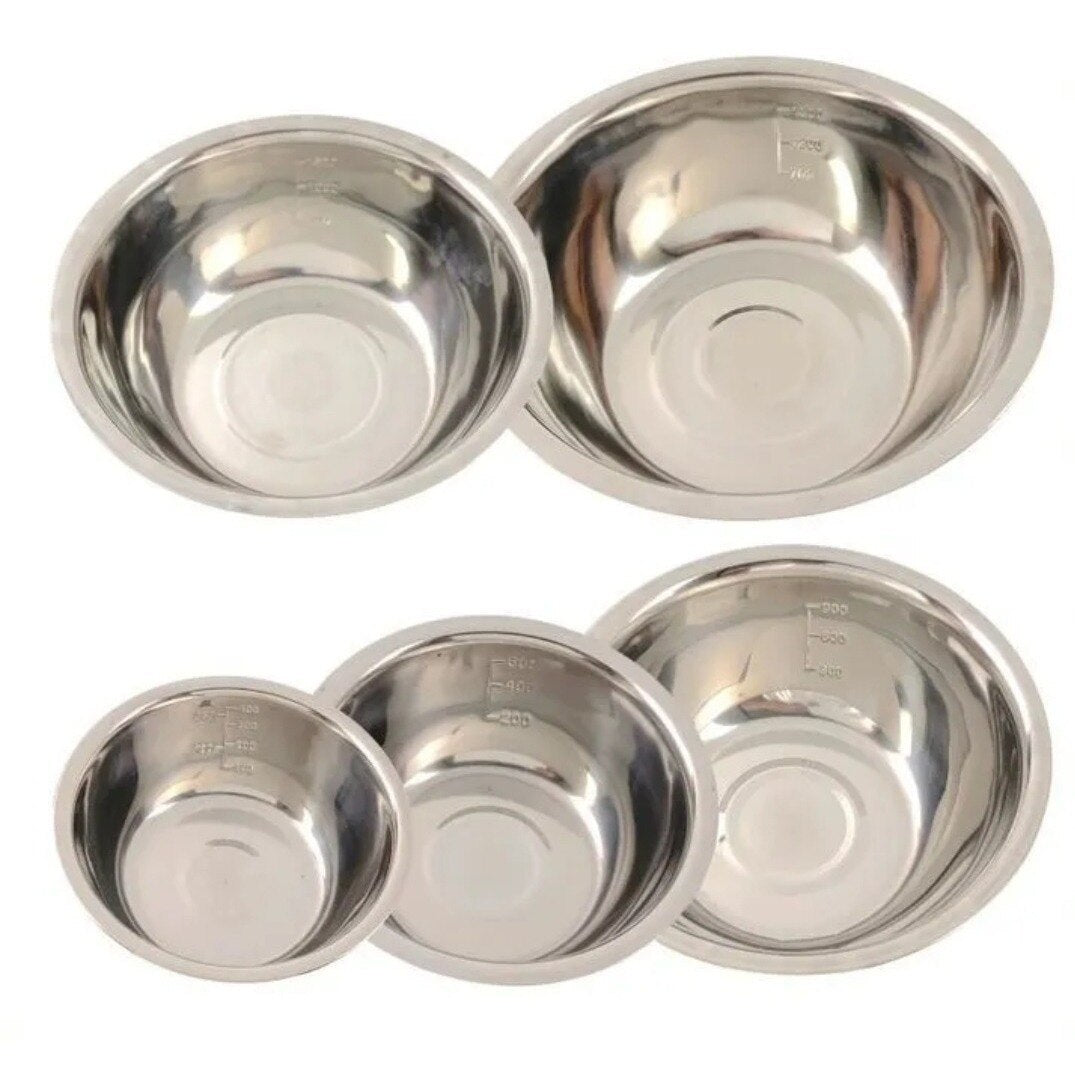 Kit Saladeira Bacia Tigela Tigela Aço Inox para Misturas Bolos Saladas 5 Peças 3448146734