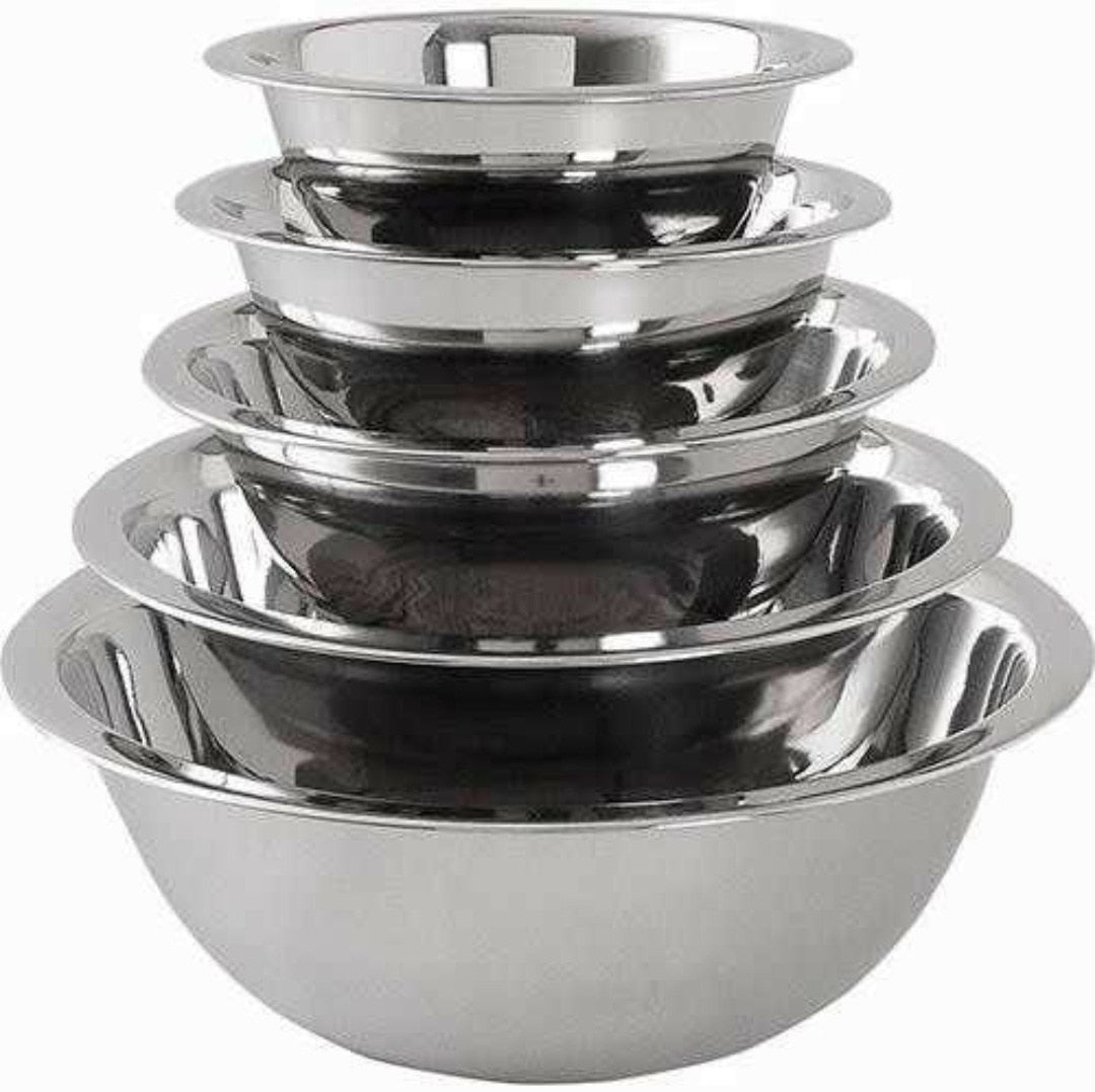 Kit Saladeira Bacia Tigela Tigela Aço Inox para Misturas Bolos Saladas 5 Peças 3448146734