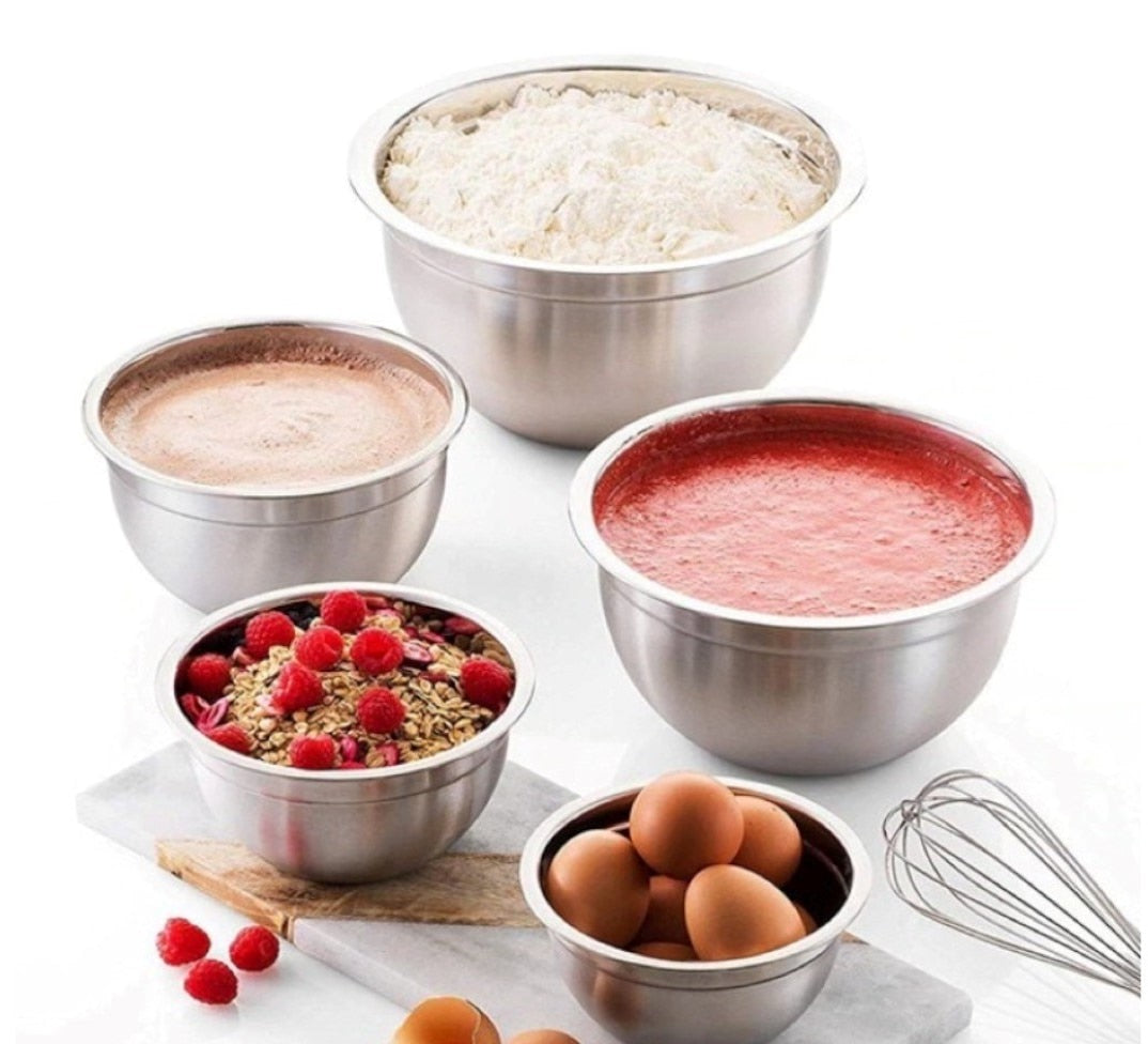Kit Saladeira Bacia Tigela Tigela Aço Inox para Misturas Bolos Saladas 5 Peças 3448146734