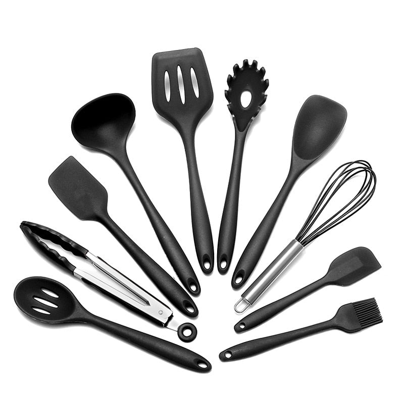 Conjunto de utensílios de cozinha de silicone espátula antiaderente pá colher de sopa alça conjunto de ferramentas de cozinha livre de bpa acessórios de ferramentas de cozinha 239052926