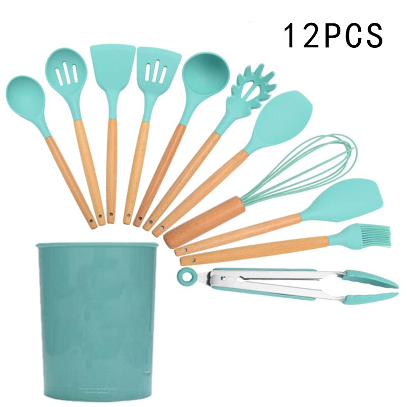 Utensílios de cozinha de silicone Utensílios de cozinha resistentes ao calor Utensílios de cozinha antiaderentes Utensílios de cozinha com caixa de armazenamento 239052926