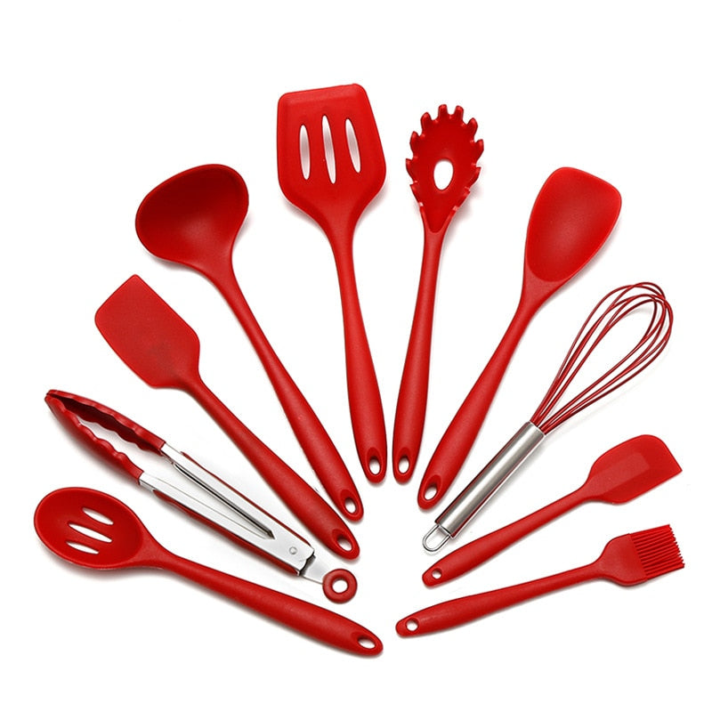 Conjunto de utensílios de cozinha de silicone espátula antiaderente pá colher de sopa alça conjunto de ferramentas de cozinha livre de bpa acessórios de ferramentas de cozinha 239052926