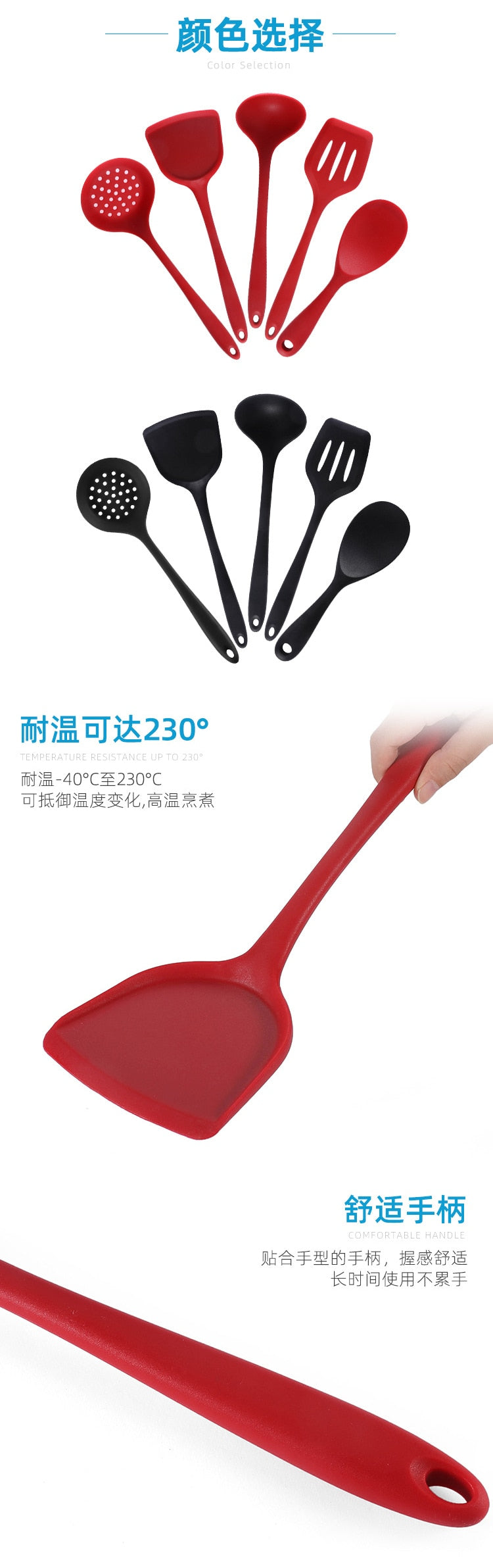 Conjunto de utensílios de cozinha de silicone espátula antiaderente pá colher de sopa alça conjunto de ferramentas de cozinha livre de bpa acessórios de ferramentas de cozinha 239052926