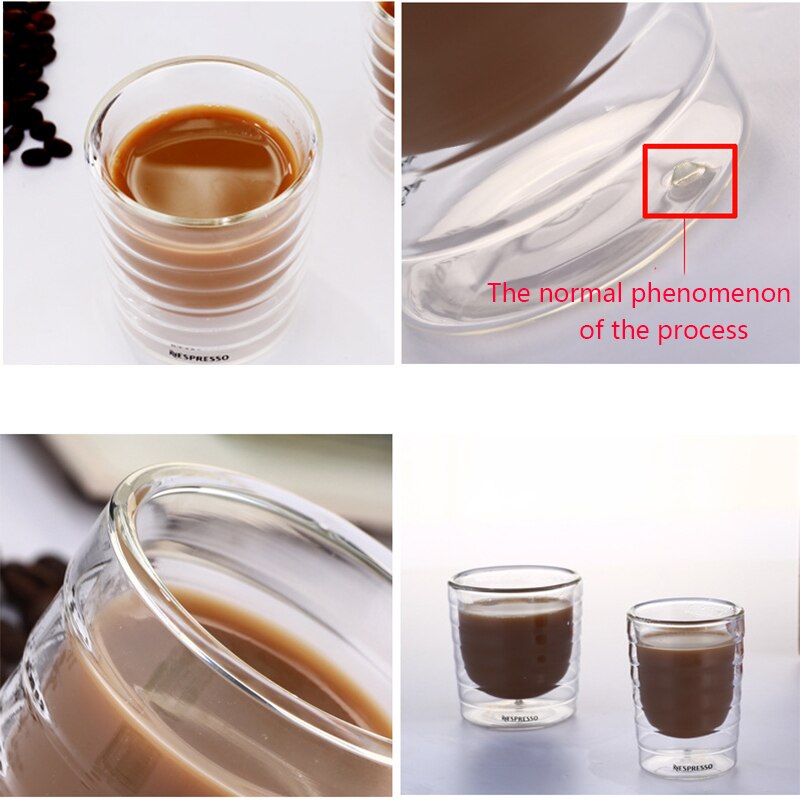 Copo de Vidro de Parede Dupla Nespresso Feito à Mão Transparente Caneca de Café 85-350 ML 240345556