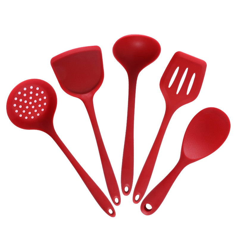 Conjunto de utensílios de cozinha de silicone espátula antiaderente pá colher de sopa alça conjunto de ferramentas de cozinha livre de bpa acessórios de ferramentas de cozinha 239052926