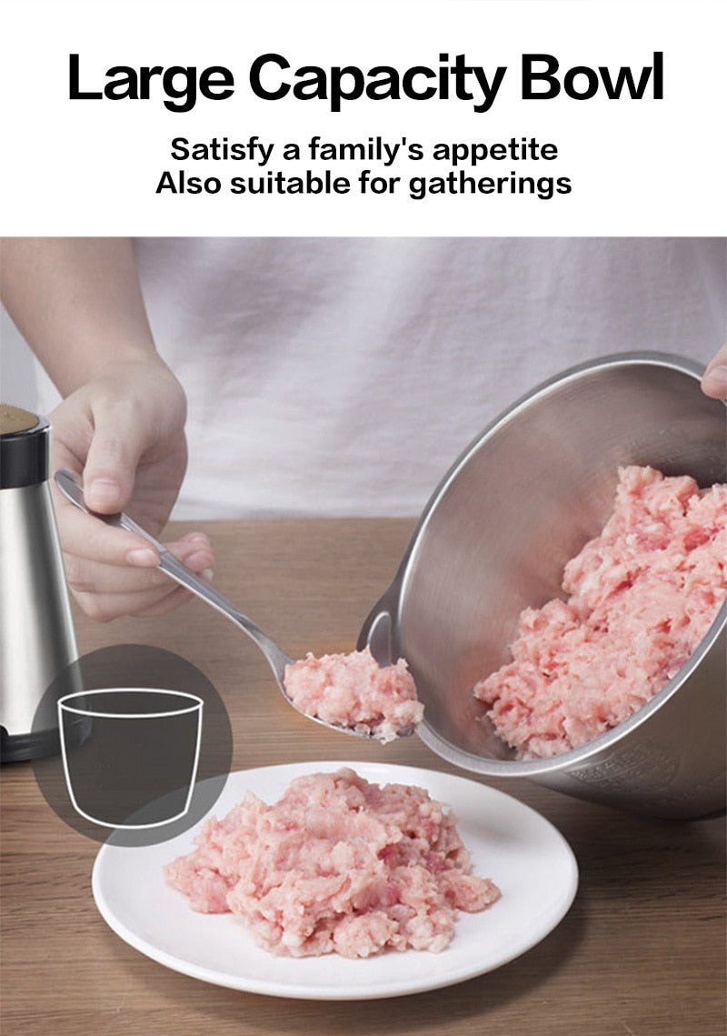 Picador elétrico VOA 2 velocidades moedor de carne moedor de carne picador processador de alimentos fatiador 2l capacidade máquina de suplemento para bebê 251749332