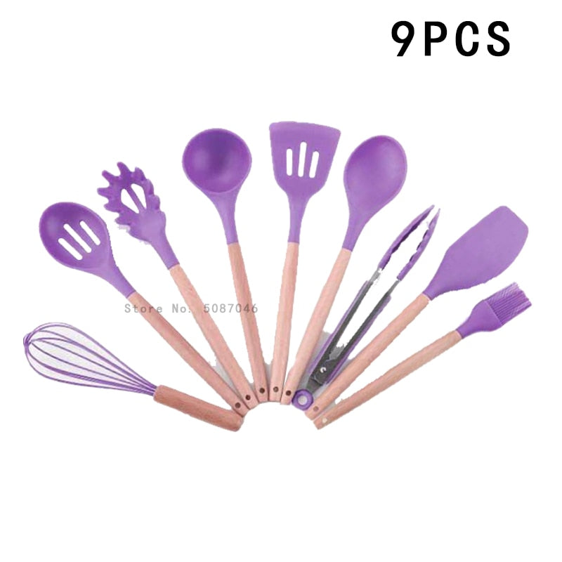 Utensílios de cozinha de silicone Utensílios de cozinha resistentes ao calor Utensílios de cozinha antiaderentes Utensílios de cozinha com caixa de armazenamento 239052926