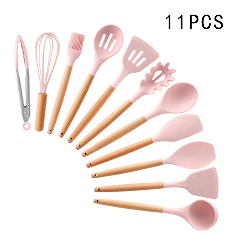 Conjunto de utensílios de cozinha de silicone espátula antiaderente pá colher de sopa alça conjunto de ferramentas de cozinha livre de bpa acessórios de ferramentas de cozinha 239052926