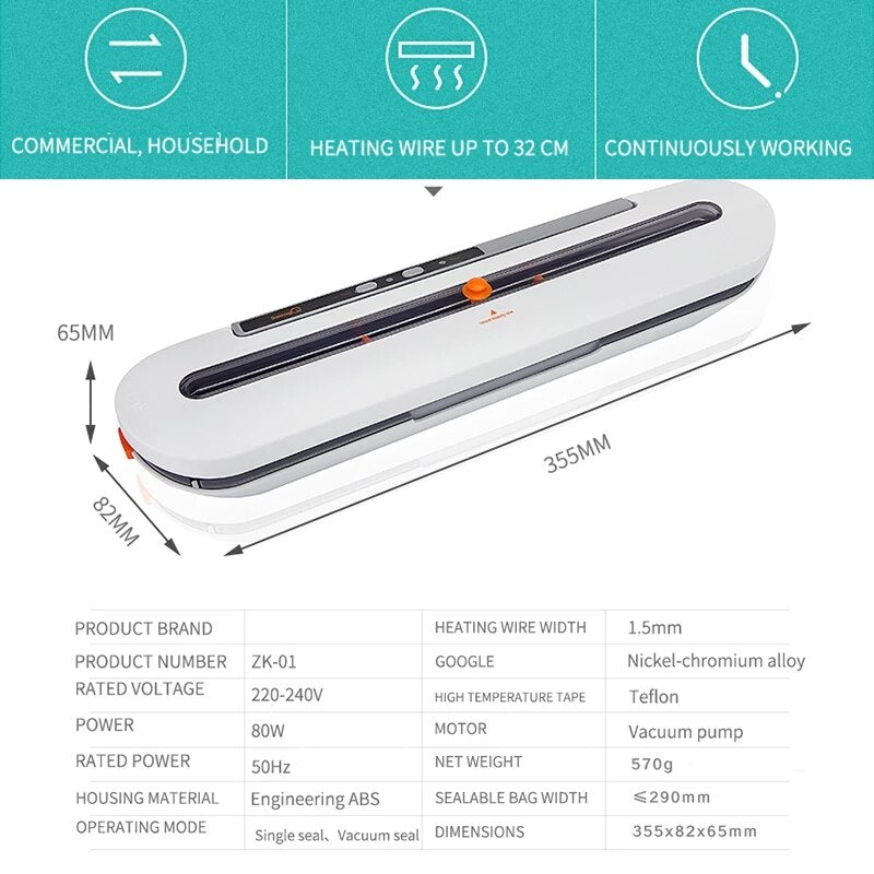 Máquina Seladora a Vácuo Elétrica Automática Ideal para Aliamentos 240472018