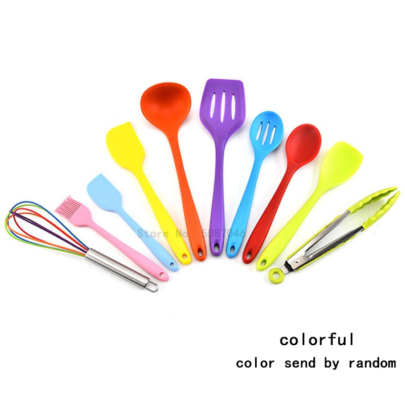 Conjunto de utensílios de cozinha de silicone espátula antiaderente pá colher de sopa alça conjunto de ferramentas de cozinha livre de bpa acessórios de ferramentas de cozinha 239052926