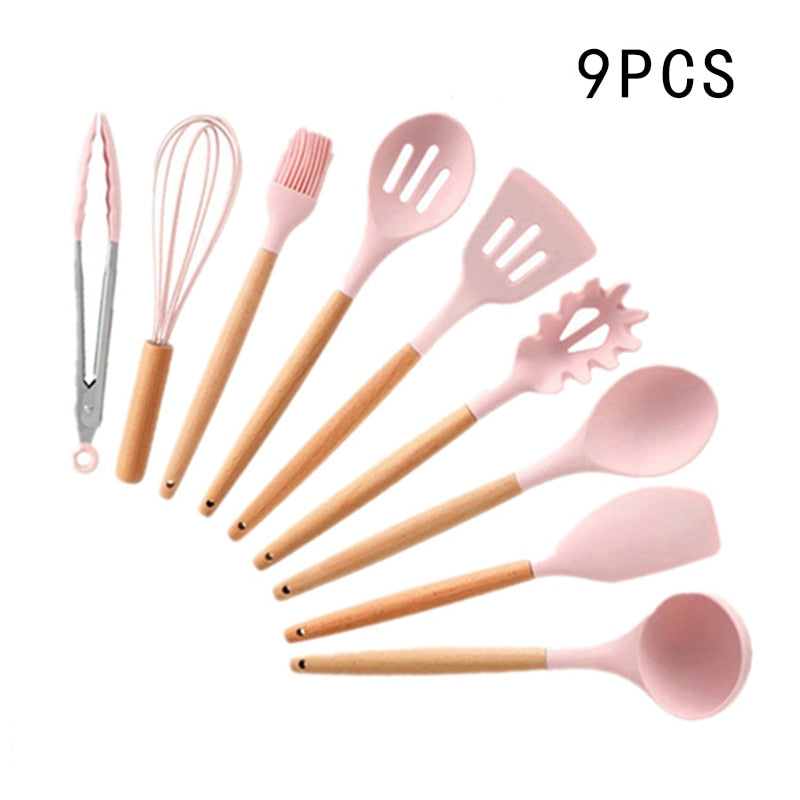 Utensílios de cozinha de silicone Utensílios de cozinha resistentes ao calor Utensílios de cozinha antiaderentes Utensílios de cozinha com caixa de armazenamento 239052926