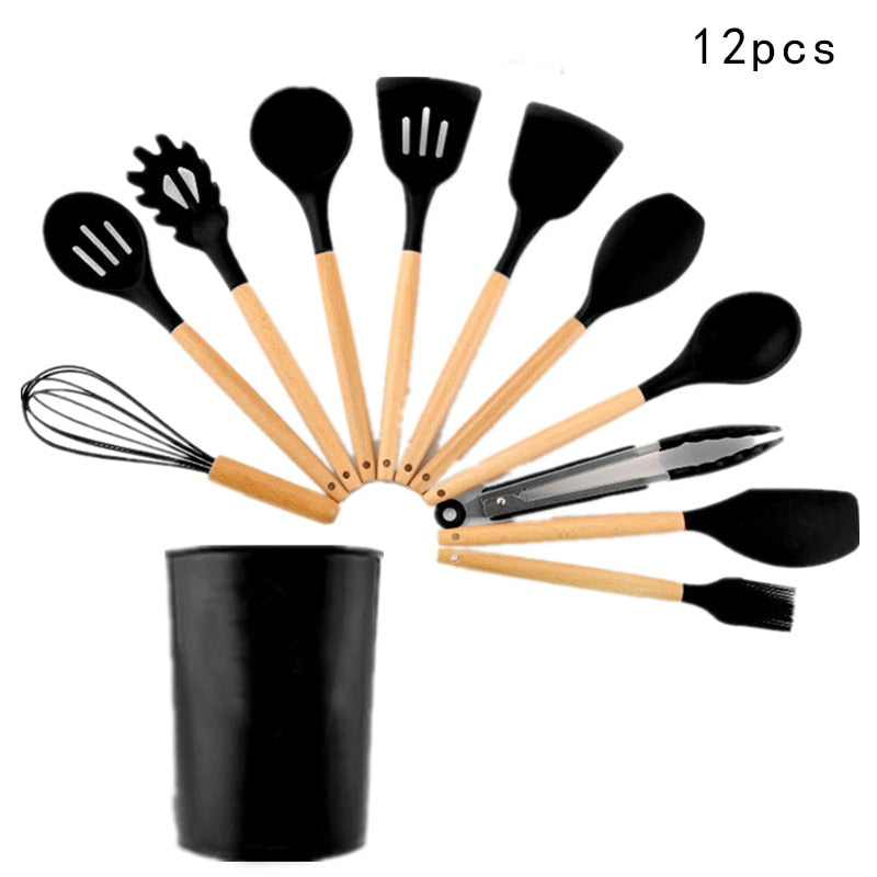 Utensílios de cozinha de silicone Utensílios de cozinha resistentes ao calor Utensílios de cozinha antiaderentes Utensílios de cozinha com caixa de armazenamento 239052926