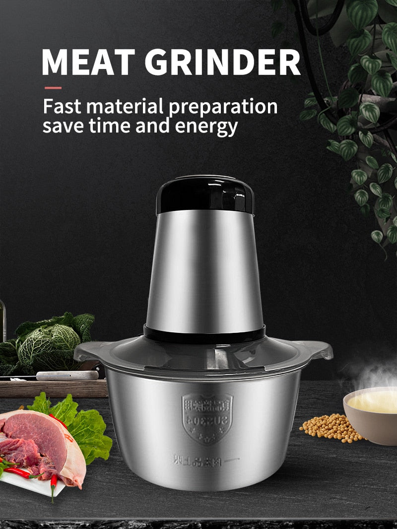 Picador elétrico VOA 2 velocidades moedor de carne moedor de carne picador processador de alimentos fatiador 2l capacidade máquina de suplemento para bebê 251749332