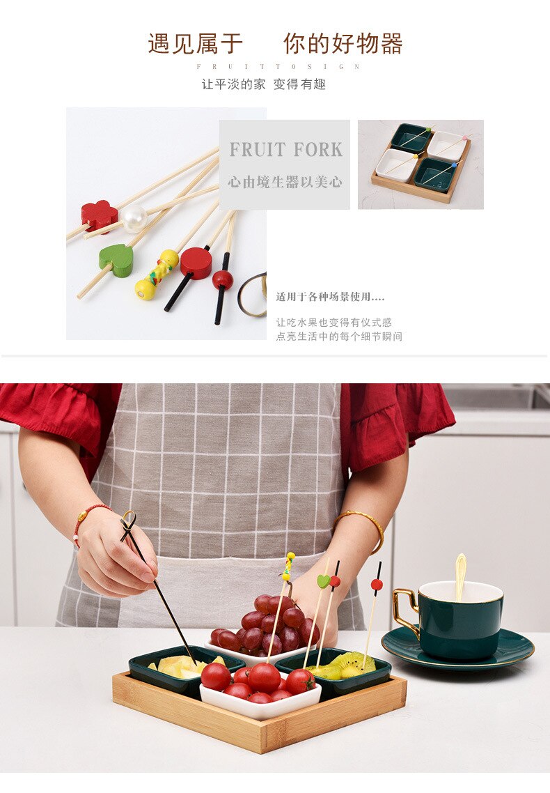 Palito de Bambu Decorativo 100 Unidades Bambu Buffet Cupcake Garfo De Frutas Festa Sobremesa Vara 238569943