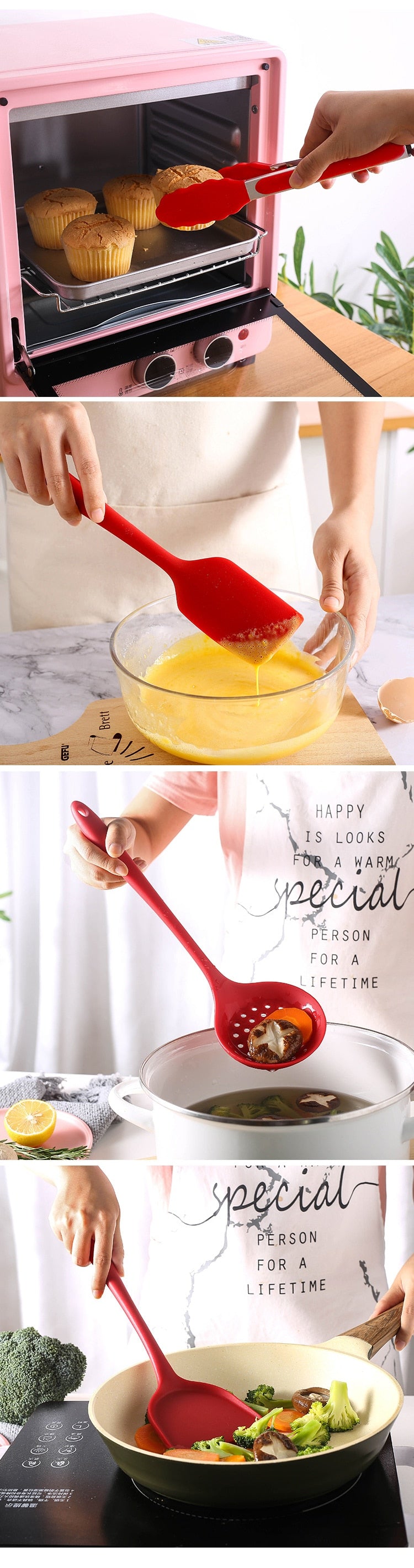 Conjunto de utensílios de cozinha de silicone espátula antiaderente pá colher de sopa alça conjunto de ferramentas de cozinha livre de bpa acessórios de ferramentas de cozinha 239052926