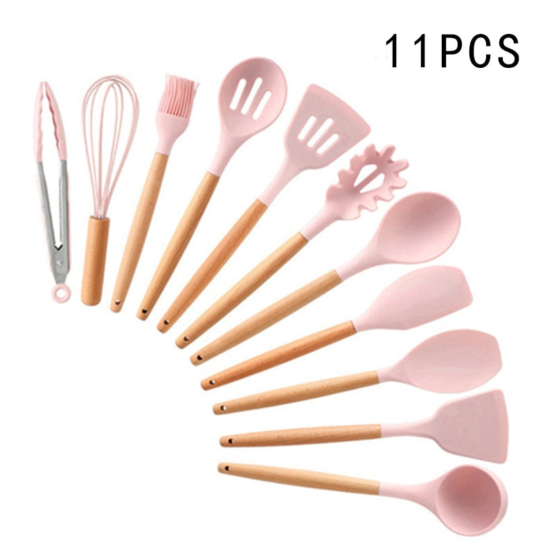 Utensílios de cozinha de silicone Utensílios de cozinha resistentes ao calor Utensílios de cozinha antiaderentes Utensílios de cozinha com caixa de armazenamento 239052926