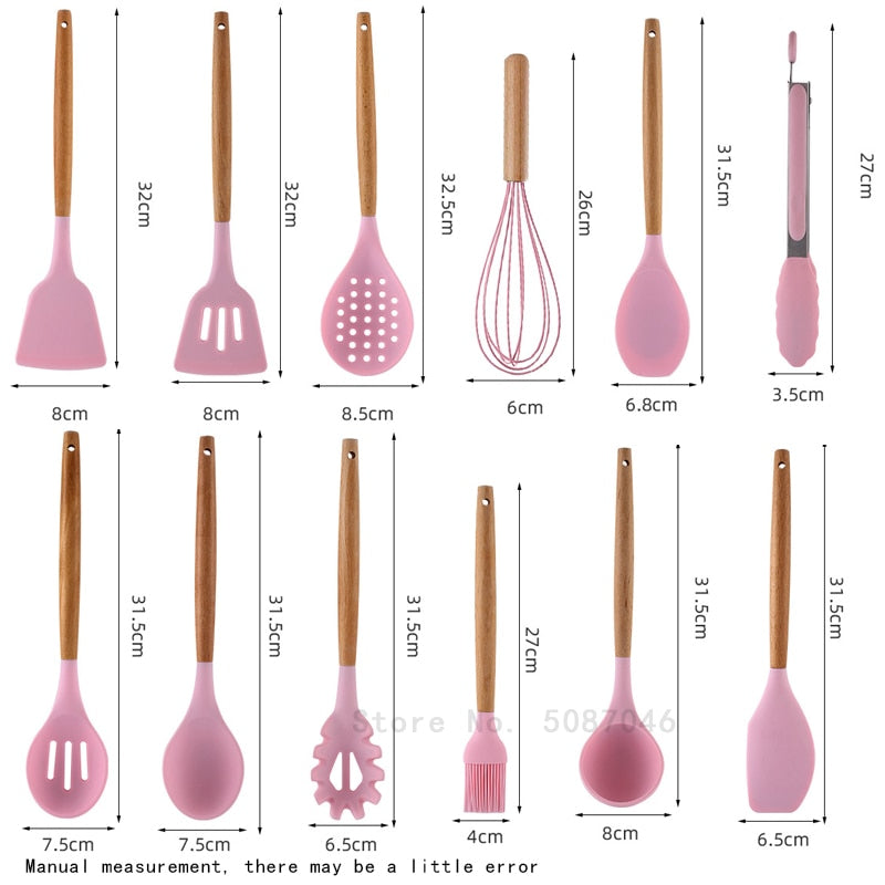 Conjunto de utensílios de cozinha de silicone espátula antiaderente pá colher de sopa alça conjunto de ferramentas de cozinha livre de bpa acessórios de ferramentas de cozinha 239052926