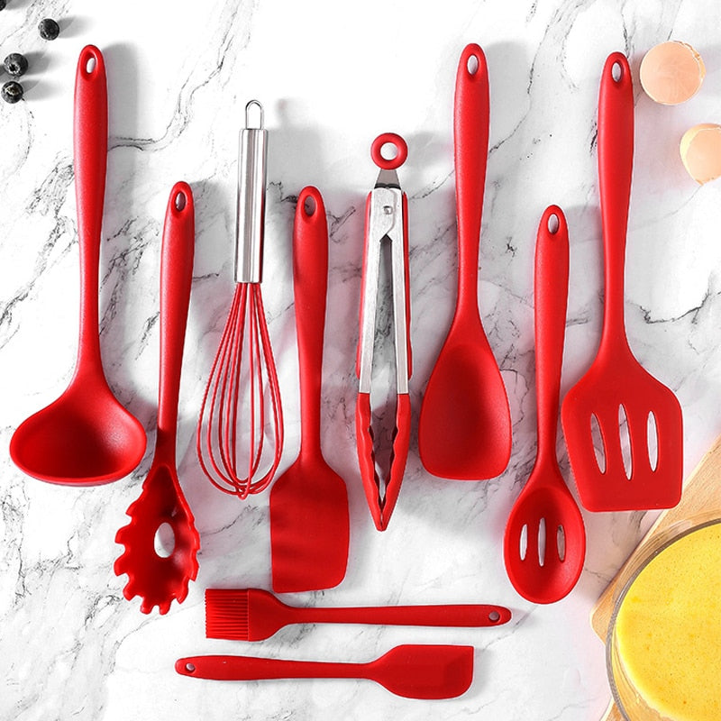 Conjunto de utensílios de cozinha de silicone espátula antiaderente pá colher de sopa alça conjunto de ferramentas de cozinha livre de bpa acessórios de ferramentas de cozinha 239052926