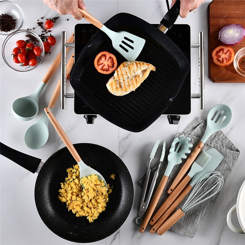 Utensílios de cozinha de silicone Utensílios de cozinha resistentes ao calor Utensílios de cozinha antiaderentes Utensílios de cozinha com caixa de armazenamento 239052926