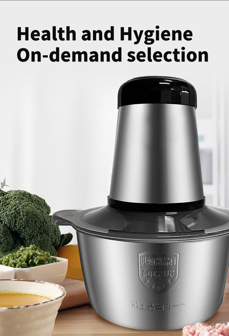 Picador elétrico VOA 2 velocidades moedor de carne moedor de carne picador processador de alimentos fatiador 2l capacidade máquina de suplemento para bebê 251749332