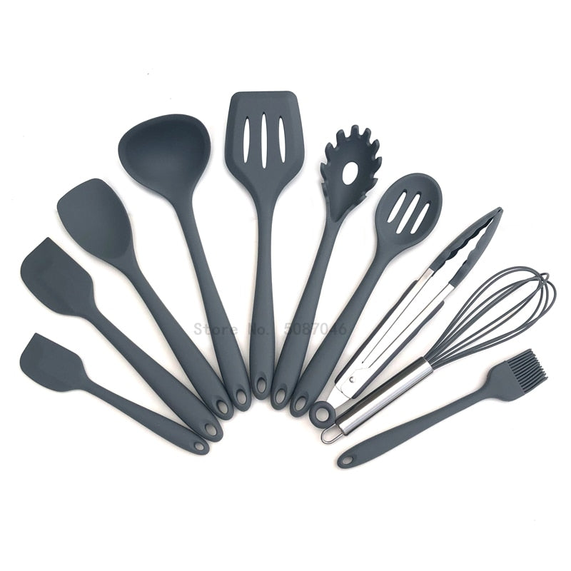 Conjunto de utensílios de cozinha de silicone espátula antiaderente pá colher de sopa alça conjunto de ferramentas de cozinha livre de bpa acessórios de ferramentas de cozinha 239052926