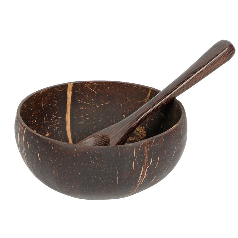 Tigela com casca de coco antigo Conjunto de talheres com casca de coco natural T 232882296