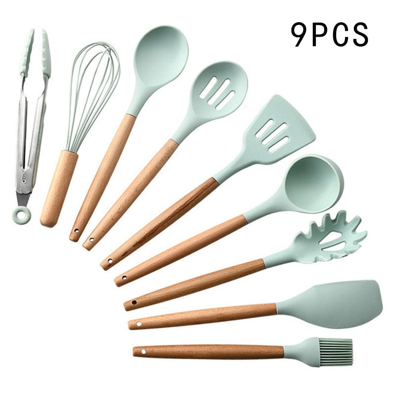 Utensílios de cozinha de silicone Utensílios de cozinha resistentes ao calor Utensílios de cozinha antiaderentes Utensílios de cozinha com caixa de armazenamento 239052926