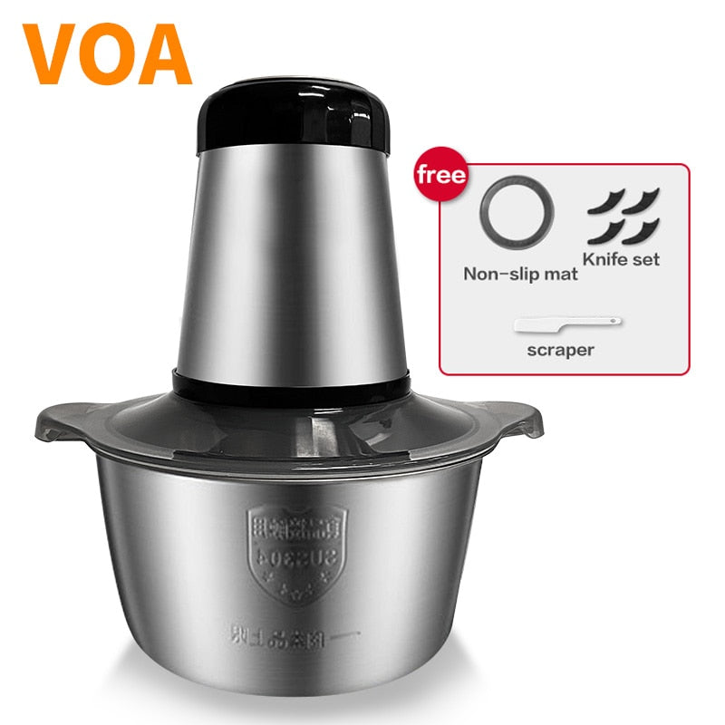 Picador elétrico VOA 2 velocidades moedor de carne moedor de carne picador processador de alimentos fatiador 2l capacidade máquina de suplemento para bebê 251749332