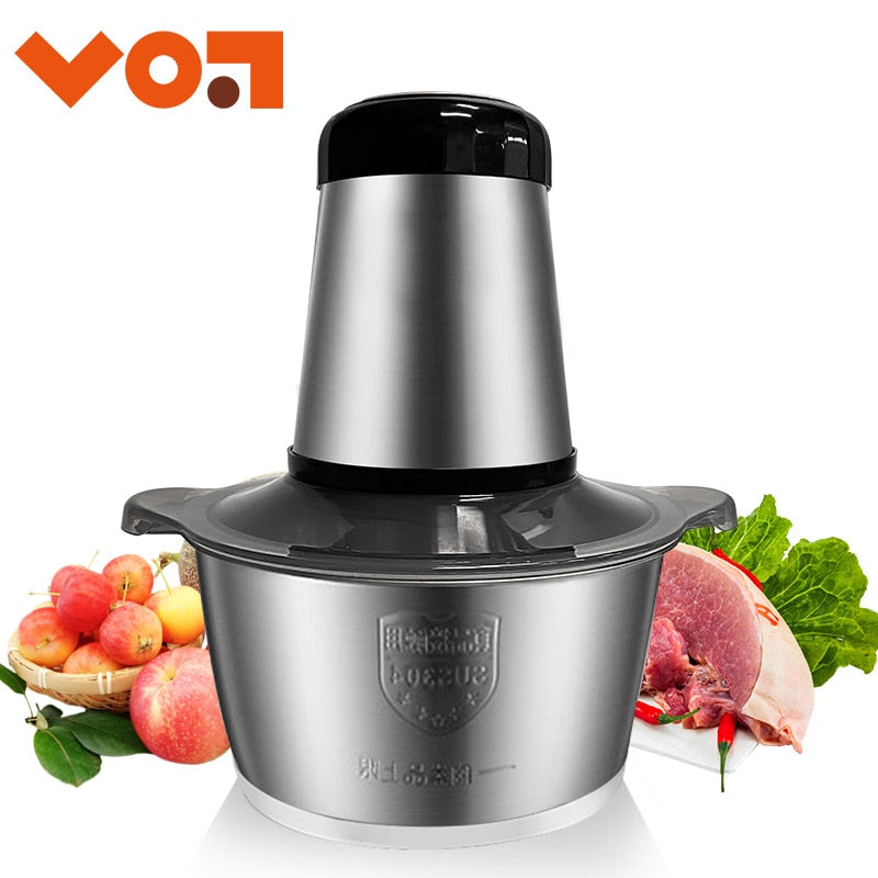 Picador elétrico VOA 2 velocidades moedor de carne moedor de carne picador processador de alimentos fatiador 2l capacidade máquina de suplemento para bebê 251749332