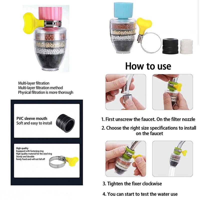 Purificador de 5 camadas Filtro de torneira Economia de água Torneira de cozinha Bubbler Filtração de carvão ativado Chuveiro Filtros de limpeza de bicos 240541089