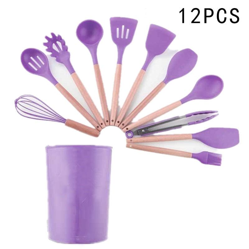 Utensílios de cozinha de silicone Utensílios de cozinha resistentes ao calor Utensílios de cozinha antiaderentes Utensílios de cozinha com caixa de armazenamento 239052926