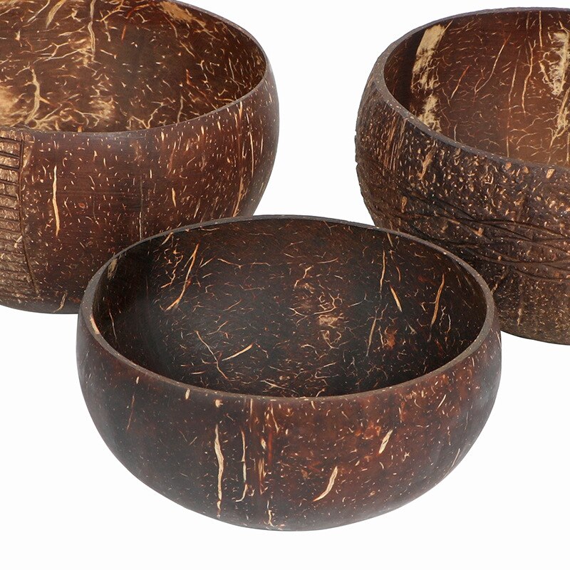 Tigela com casca de coco antigo Conjunto de talheres com casca de coco natural T 232882296