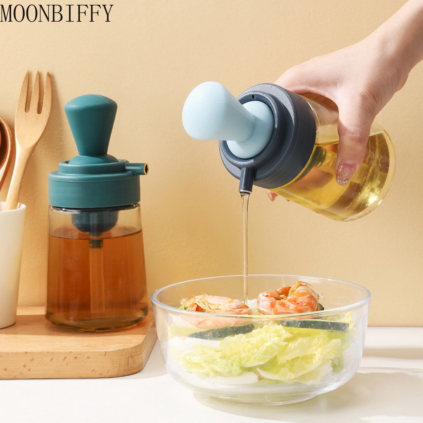Garrafa de óleo multifuncional 550ml 2 em 1 pulverizador de óleo com escova de silicone dispensador de azeite para churrasco acessórios de cozinha 2602606514