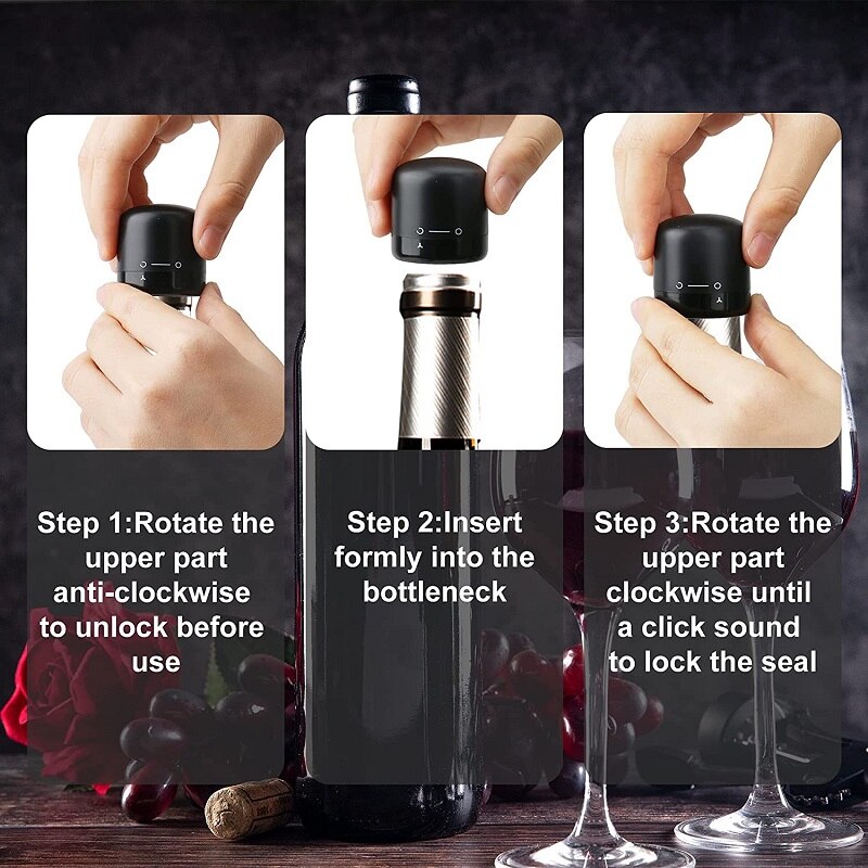 Rolhas de Vinho Tinto Reutilizáveis a Vácuo para Garrafas de Vinho ou Champanhe 234824917