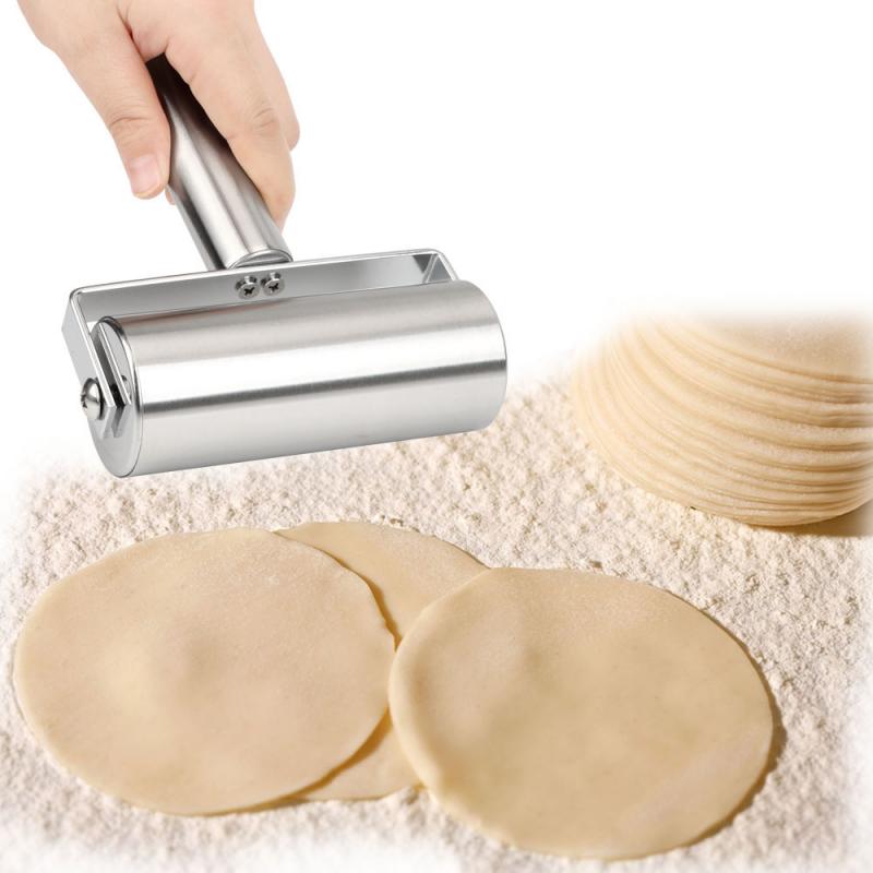 Rolo de massa de aço inoxidável Fondant Pizza Fondant Bakers Roller Ferramenta 249000745