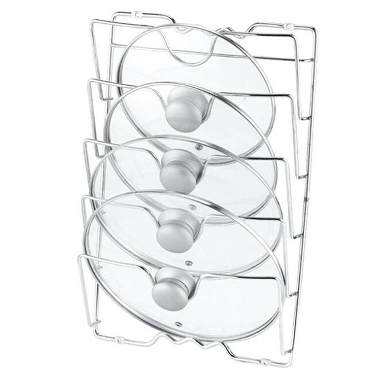 Rack organizador de cozinha pendurado na parede rack de tampa de pote de cinco camadas de metal sem ferrugem multifuncional tampa de pote rack de armazenamento 2637097463