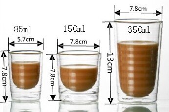 Copo de Vidro de Parede Dupla Nespresso Feito à Mão Transparente Caneca de Café 85-350 ML 240345556