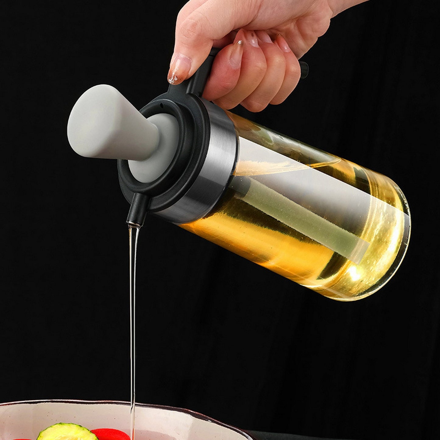 Garrafa de óleo multifuncional 550ml 2 em 1 pulverizador de óleo com escova de silicone dispensador de azeite para churrasco acessórios de cozinha 2602606514