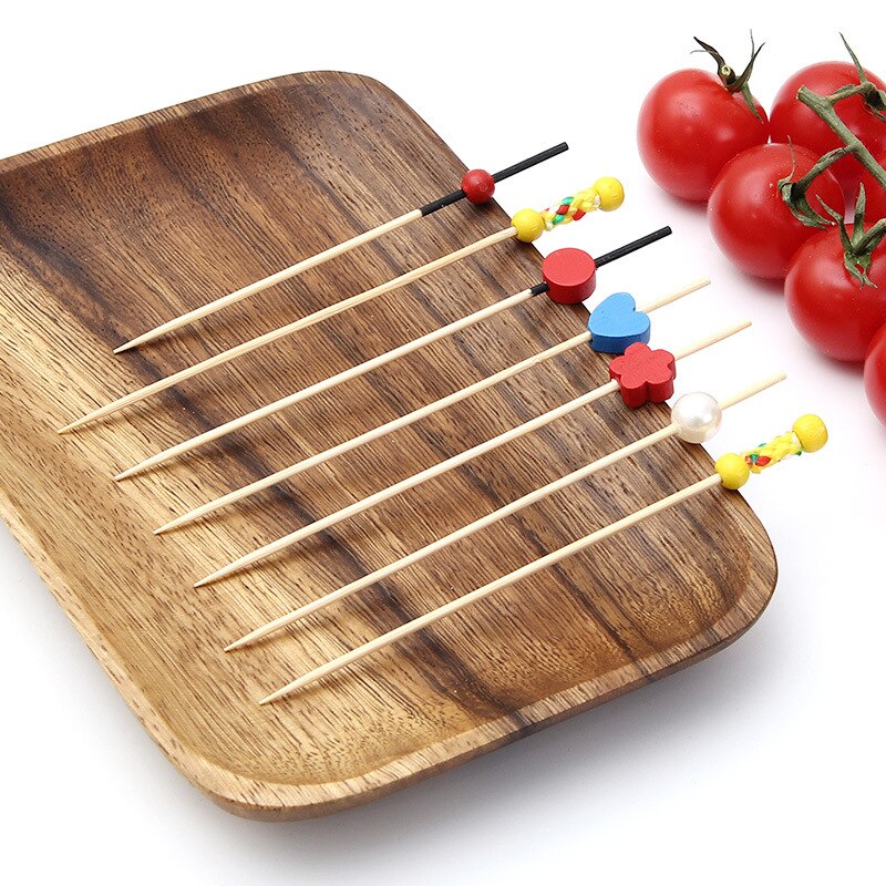 Palito de Bambu Decorativo 100 Unidades Bambu Buffet Cupcake Garfo De Frutas Festa Sobremesa Vara 238569943