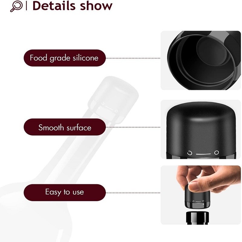 Rolhas de Vinho Tinto Reutilizáveis a Vácuo para Garrafas de Vinho ou Champanhe 234824917