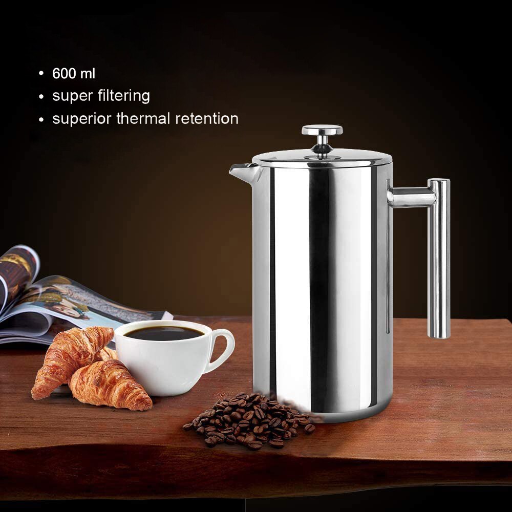 Máquina de Café Manual de 600 ml Prensa Francesa em Aço Inoxidável máquina 4029642683
