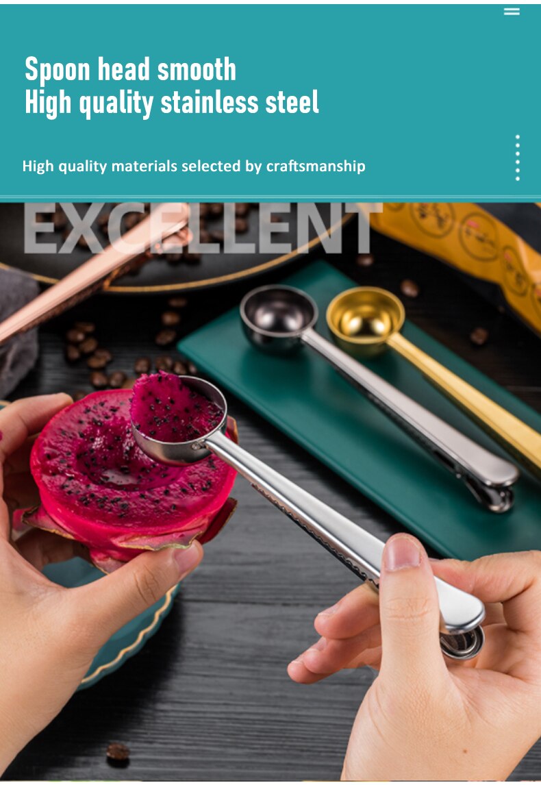 Colher de Café Multifuncional 2 em 1 de Aço Inoxidável Colher de Medição Luxo 253438868
